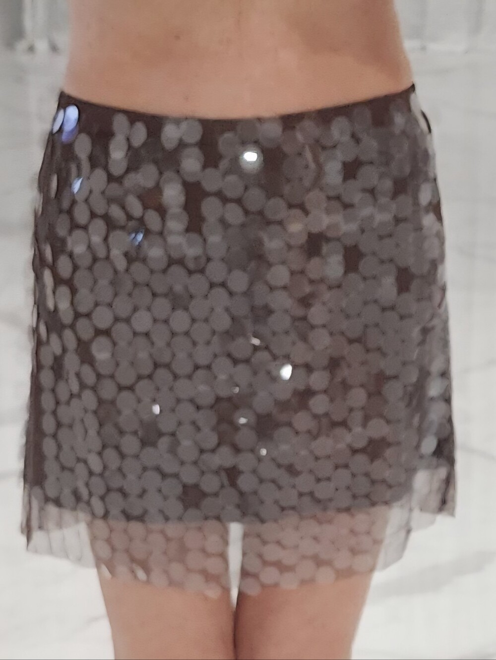 Sequin Overlay Mini Skirt - Black